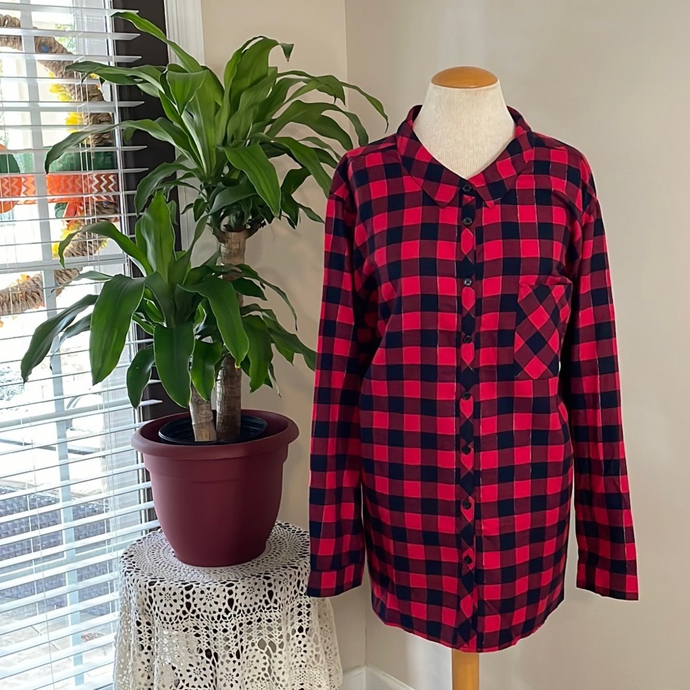 NWT Catherines 4XL Long Sleeve Button Down Shirt